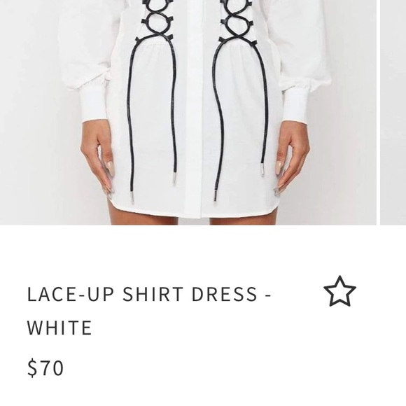 LACE-UP SHIRT DRESS - WHITE - Picture 2 of 5